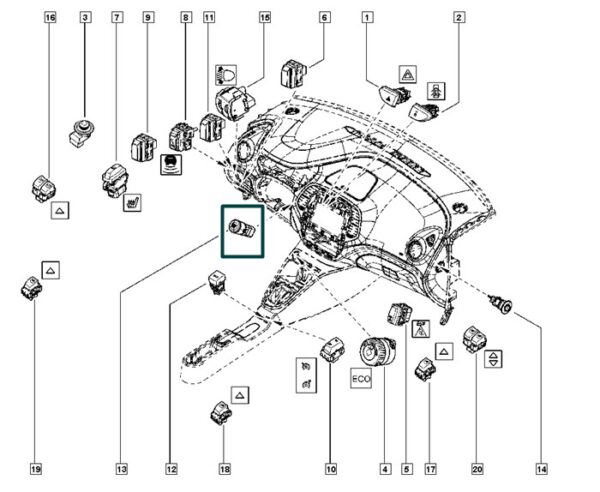 251506978r botão start stop renault captur clio megane scenic trafic