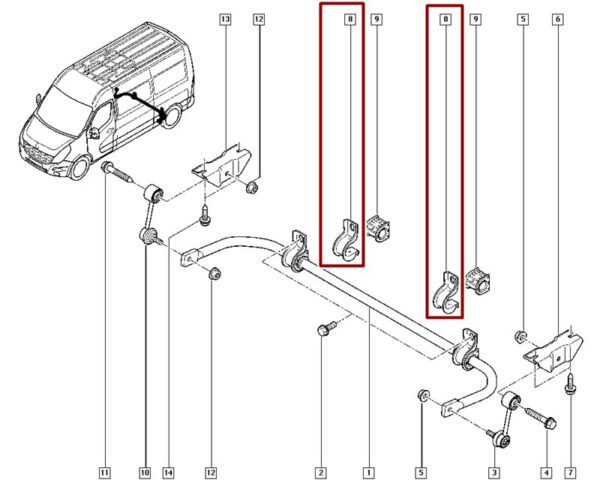 562707897r abraçadeira central barra estabilizadora renault master 2.3 16v