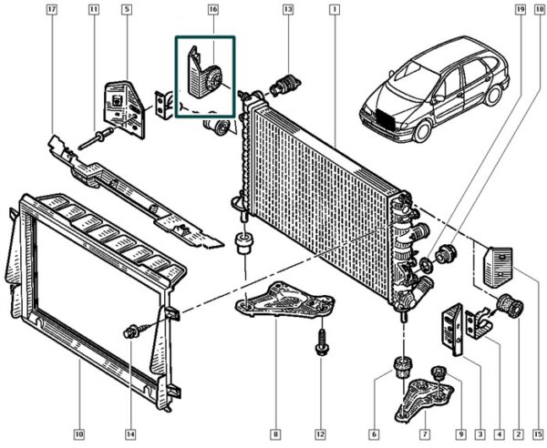 7700430675 coxim superior radiador renault scenic megane