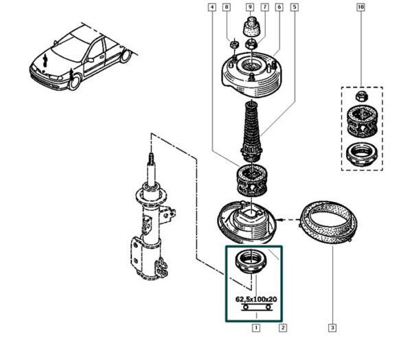 7700803635 suporte mola renault laguna