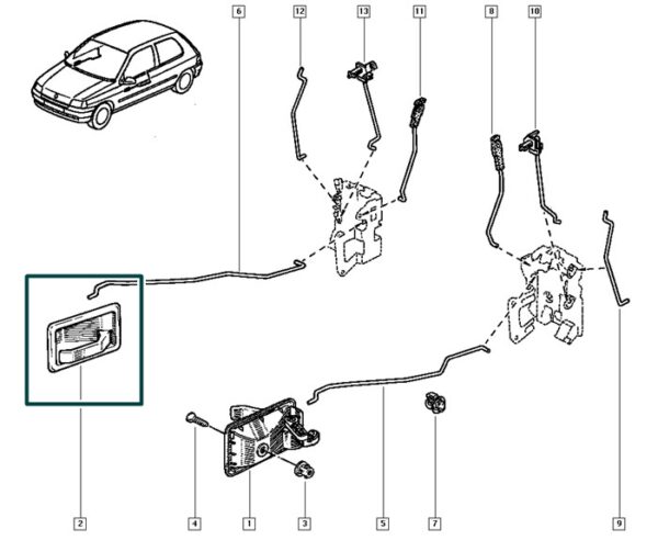 7700813586 puxador interno direito porta renault clio r19