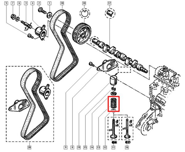 7700869704 mola valvula de escape renault laguna