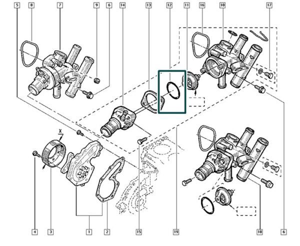 7700872238 oring valvula termostatica renault megane