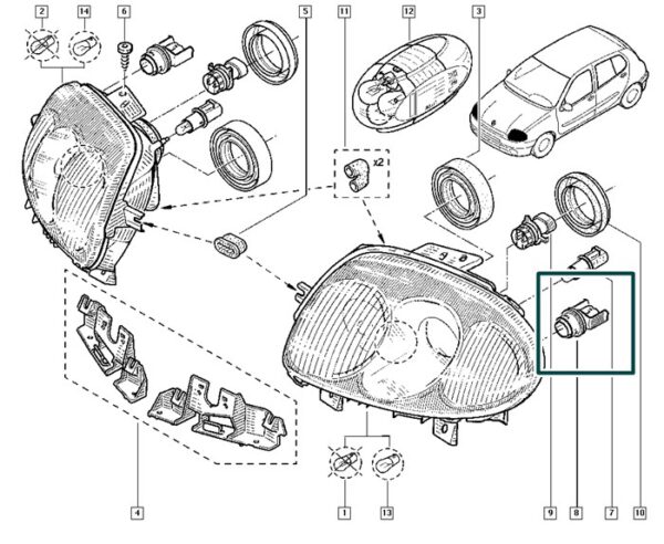 7701047563 suporte lampada renault clio