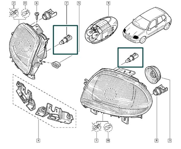 7701047564 soquete com lampada renault clio megane