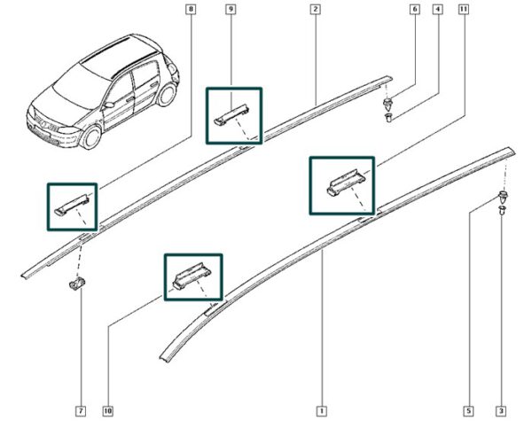7701055553 suporte friso teto renault megane