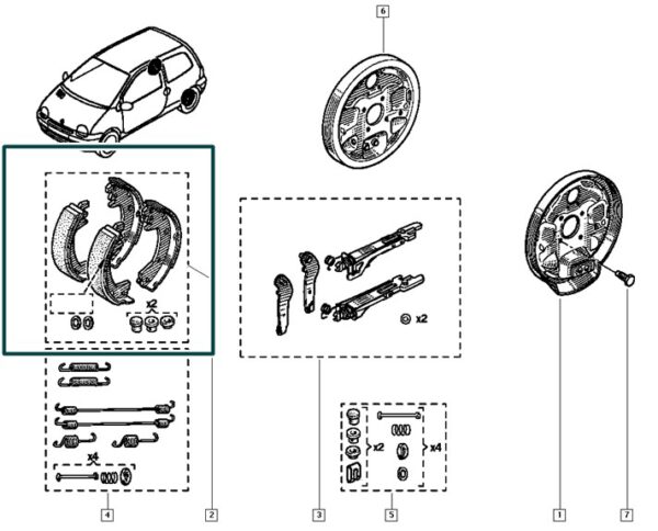 7701202820 lona freio traseira renault twingo original