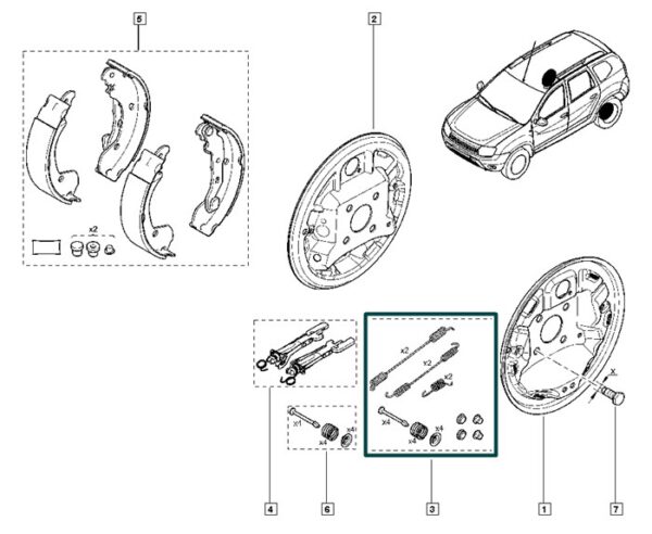 7701205518 jogo de molas lona de freio renault duster captur kangoo