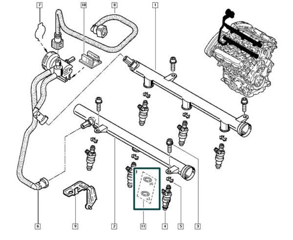 7701476833 jogo de aneis oring bicos injetores renault laguna