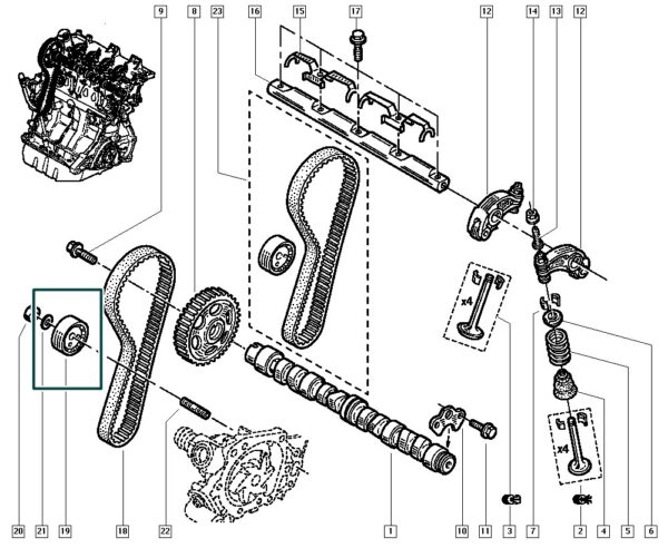 7701477013 tensor fixo da correia dentada renault clio kangoo megane