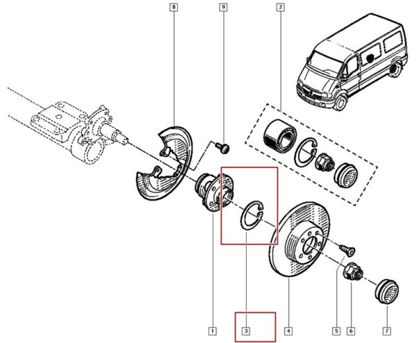 7703066047 anel trava rolamento roda traseira renault master 2.5