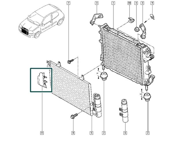 8200071124 defletor radiador renault clio