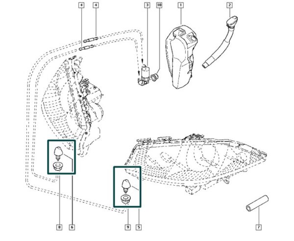 8200082370 esguicho lavagem do farol renault megane