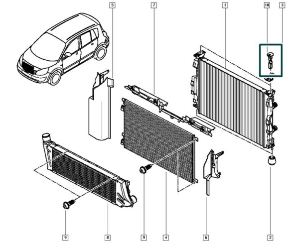 8200145986 pino montagem radiador renault scenic