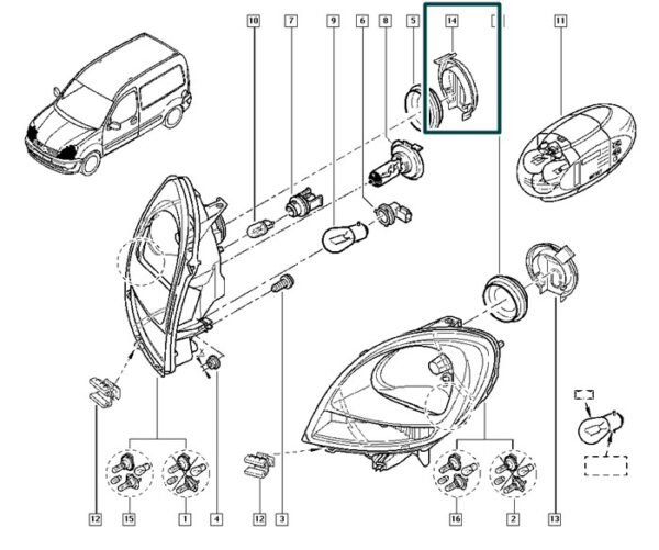 8200279356 tampa do farol renault kangoo twingo original a