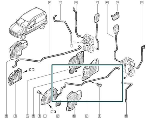 8200413096 haste acionamento fechadura renault kangoo