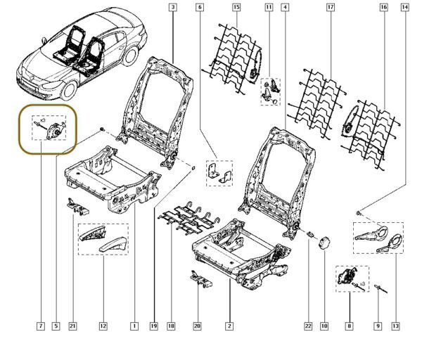 873462973r regulador encosto banco renault megane