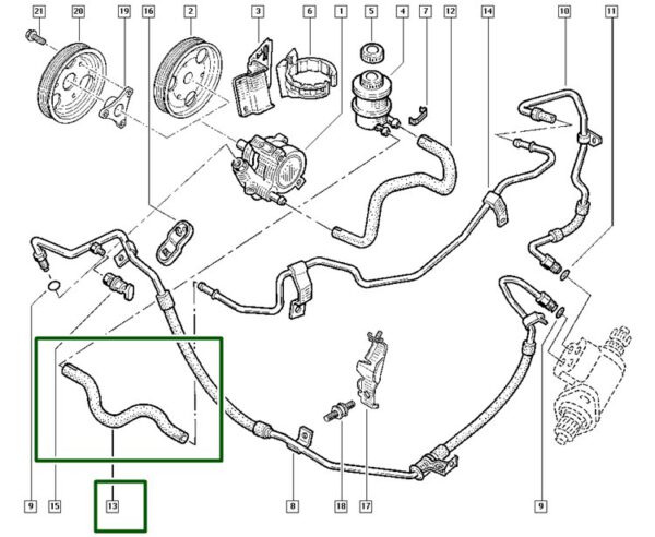 mangueira direção hidráulica renault megane 1.06 16v 7700430786