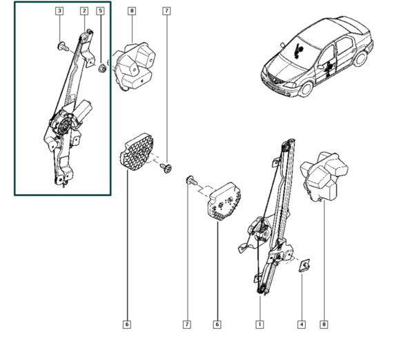 maquina de vidro eletrica dianteiro direito renault logan 8200619597