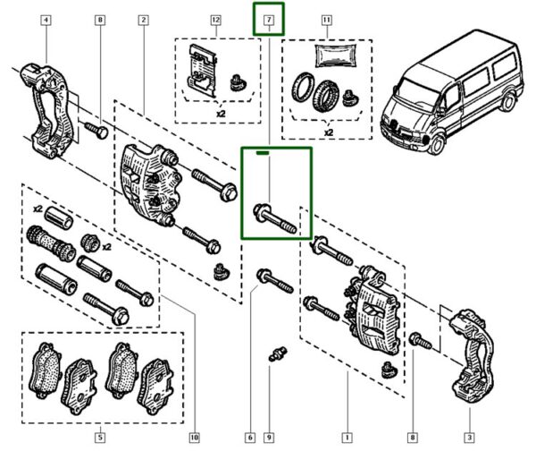 parafuso pinça de freio renault master ii 7701057694