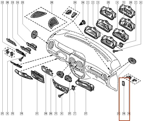 7700414390 tampa plastica painel instrumento renault megane