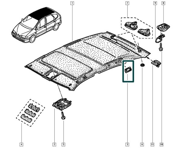 7700433392 suporte plastico fixação lampada renault scenic