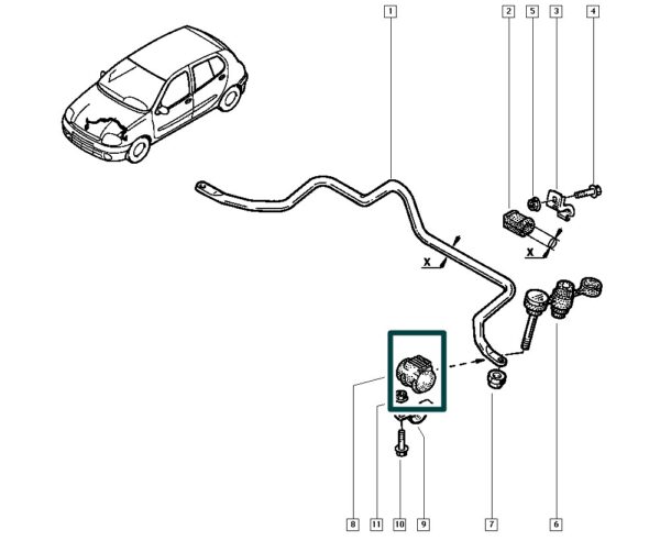 7700784171 bucha barra establizadora renault clio megane