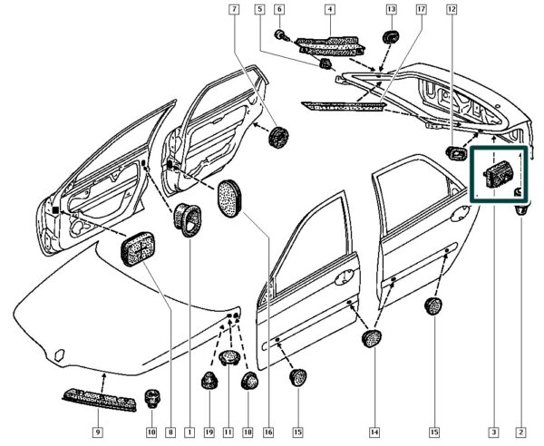 7700830571 batente tampa traseira renault laguna