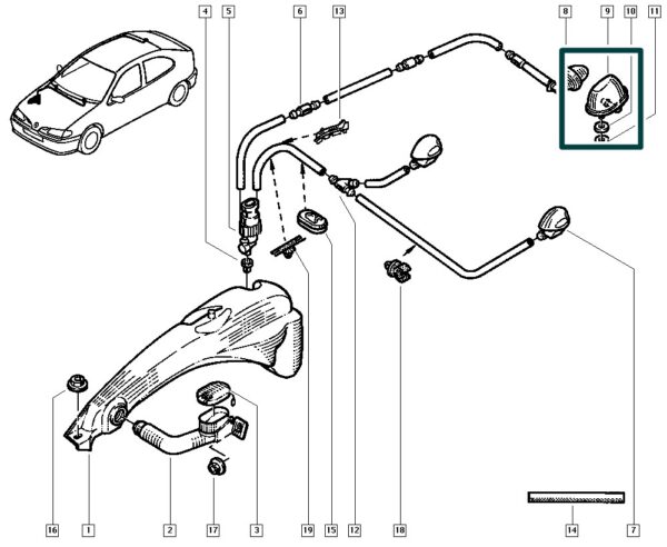 7700838380 pulverizador agua parabrisa renault laguna megane