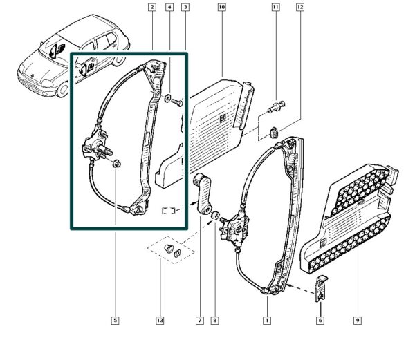 7700842238 maquina de vidro manual dianteira direira renault clio