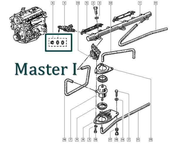 7701030449 kit reparação bico injetor renault master