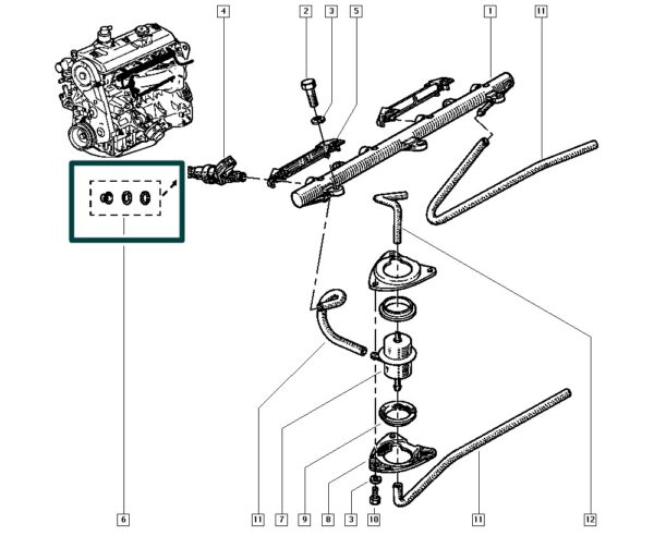 7701030449 kit reparação bico injetor renault trafic