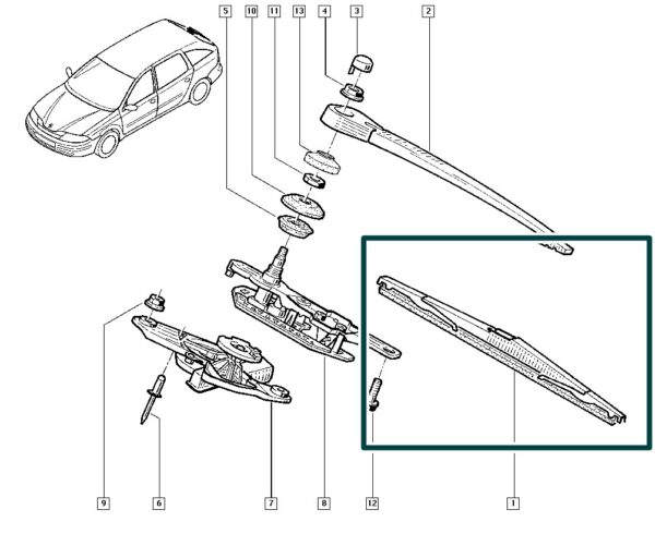 7701047871 palheta limpador traseiro renault laguna megane scenic