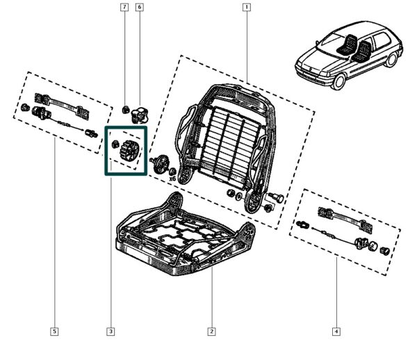 7701203023 manopla regulagem banco renault clio