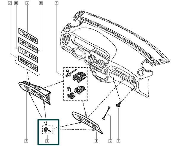 7701204548 kit dobradiça porta luvas scenic megane