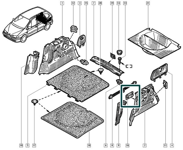 7701414390 acabamento forração interna renault scenic