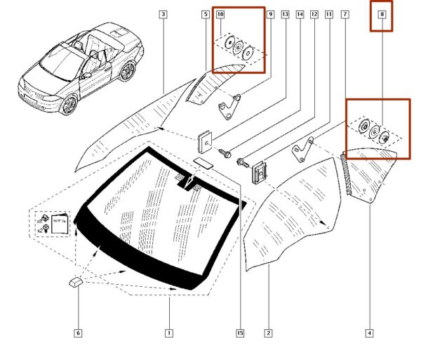 7701470451 kit de fixação do cabine renault megane ii catcar