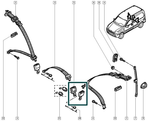 7702232059 suporte cinto de segurança renault kangoo