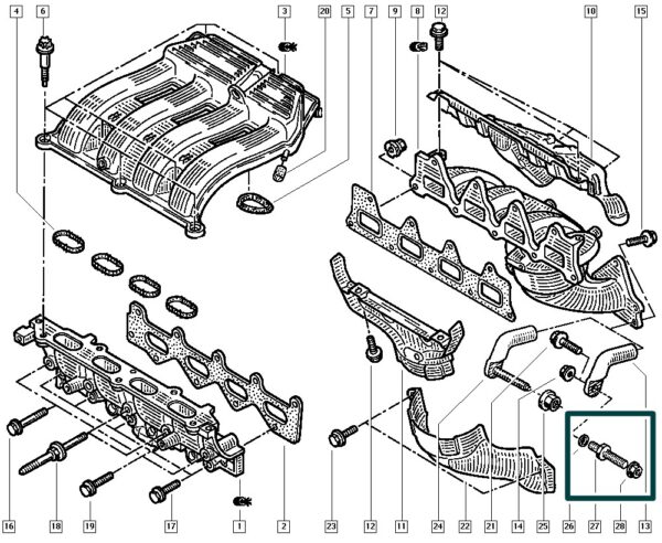 7703027350 pino m8 coletor renault laguna