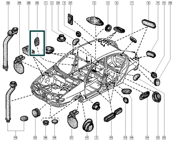 7703074428 tampa acabamento coluna interna renault megane