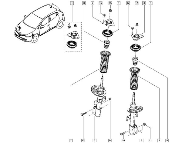 7703602222 parafuso amortecedor linha renault