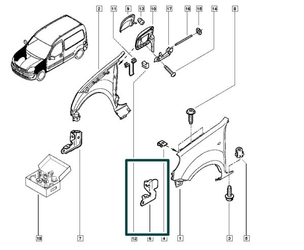 7750309027 suporte partalama lado esquerdo renault kangoo