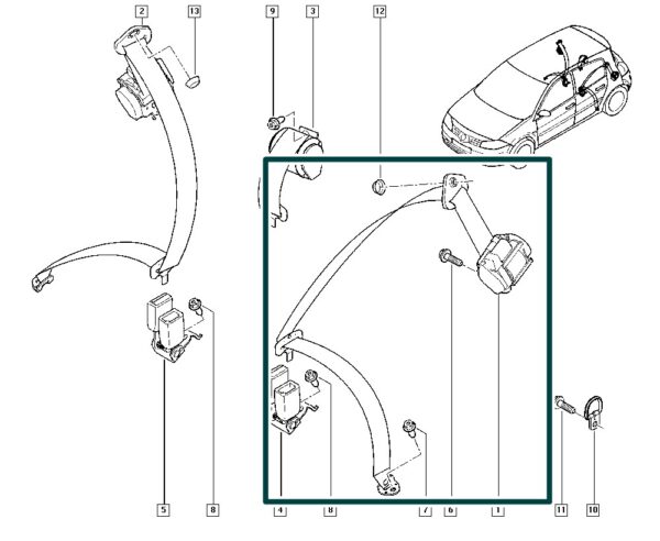 8200562418 cinto de segurança esquerdo renault megane