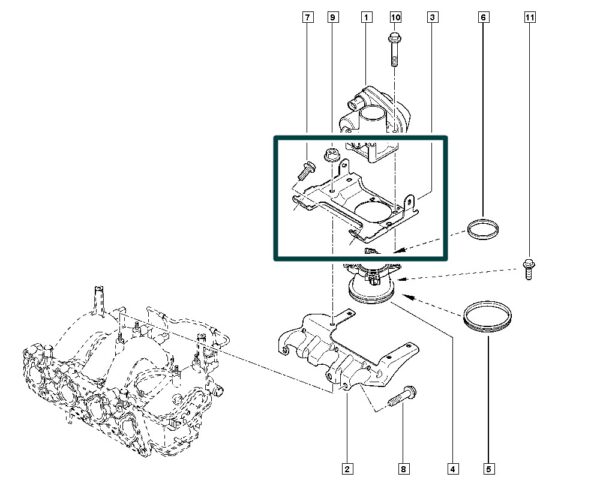 8200988110 suporte fixação corpo de borboleta logan sandero