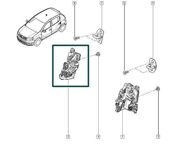 825021912r fechadura porta traseira renault logan sandero