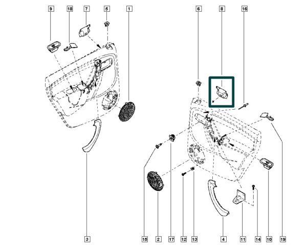 826742414r suporte forração porta renault duster