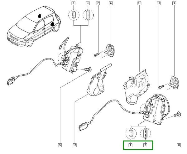 fechadura eletrica porta traseira direita renault megane 8200212466