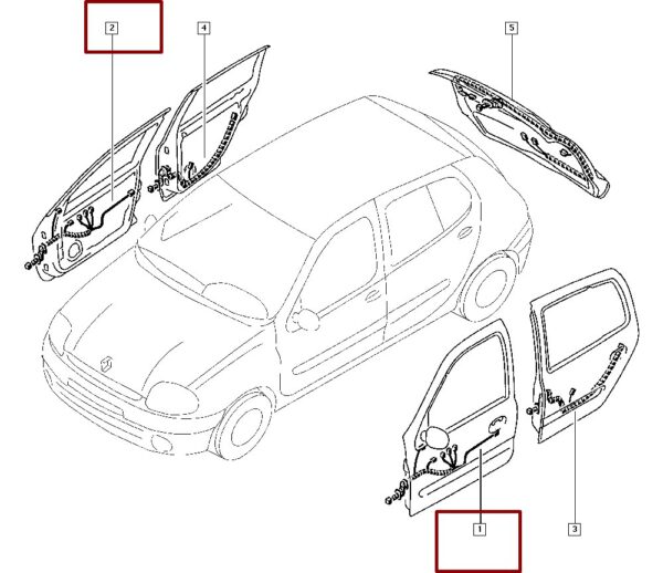 chicote eletrico portas dianteiras renault clio 7702270327