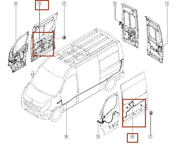 241263626r chicote elétrico da porta lateral renault master iii