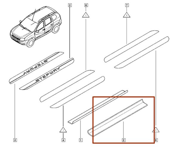 768529060r faixa adesiva da soleira porta renault duster